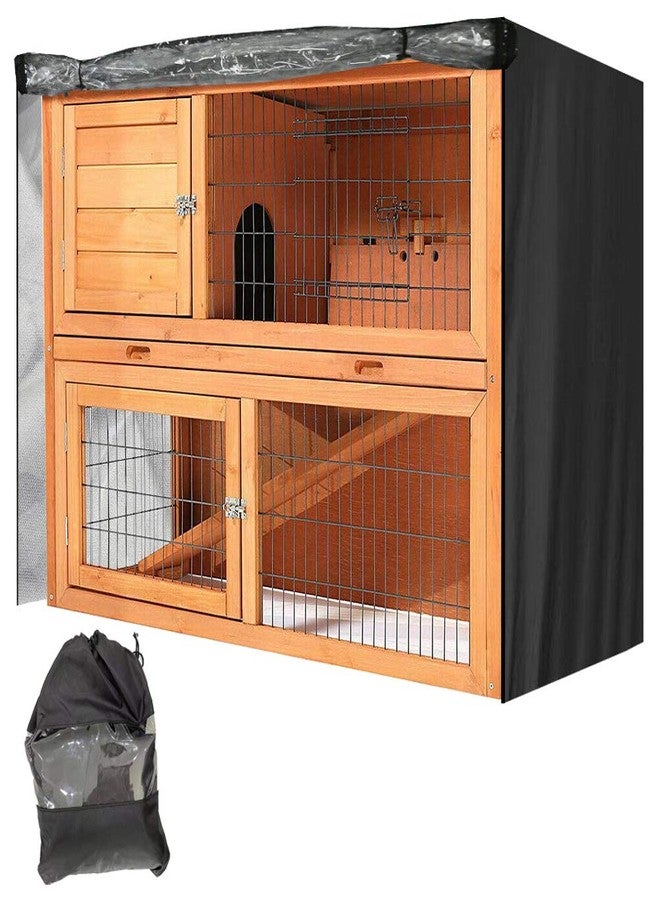 COOSOO Rabbit Hutch Cover Outdoor Waterproof Double Rabbit Cage Dust Cover for Winter Pet Cage Protection with Zipper Opening Visible Window Vent Holes 48x20x41/122x50x105cm - Image 1